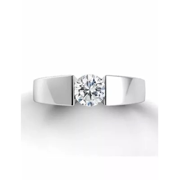 New Men Women 925 Silver Round Diamond Ring - Picture 5 of 5